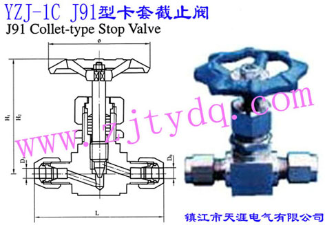 YZJ-1C J91型卡套截止閥YZJ-1C J91 Collet-type Stop Valve